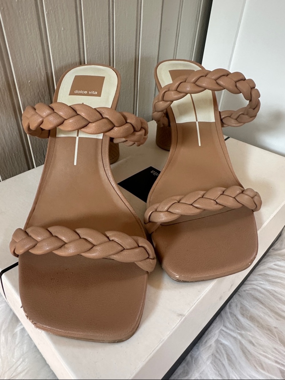 Dolce Vita Braided Double-Strap Block Heel Sandals